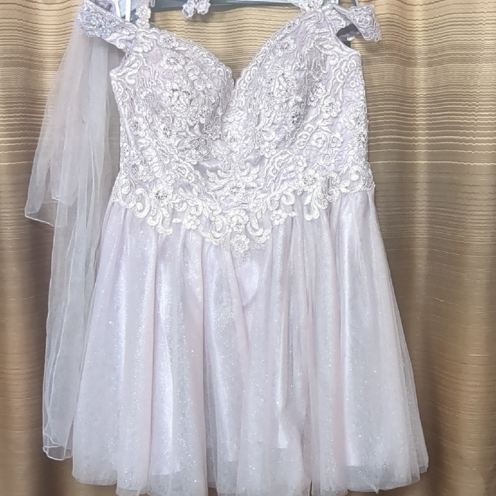 Cinderella Devine Lace & Sparkle Tulle Party Dress in Light Lavender Size XXL